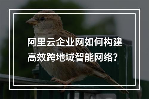 阿里云企业网如何构建高效跨地域智能网络？