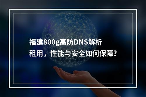 福建800g高防DNS解析租用,性能与安全如何保障?