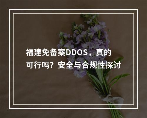 福建免备案DDOS,真的可行吗?安全与合规性探讨