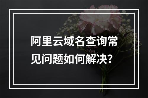 阿里云域名查询常见问题如何解决？