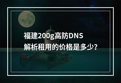 福建200g高防DNS解析租用的价格是多少?