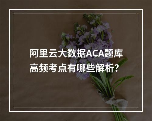 阿里云大数据ACA题库高频考点有哪些解析？