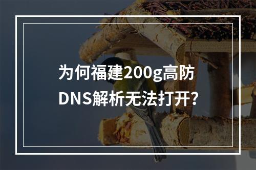 为何福建200g高防DNS解析无法打开?