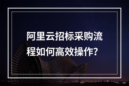 阿里云招标采购流程如何高效操作？