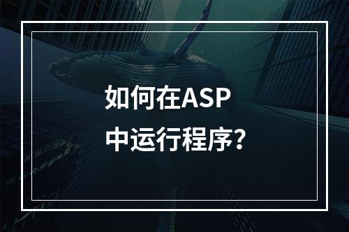 如何在ASP中运行程序?