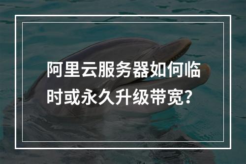阿里云服务器如何临时或永久升级带宽？