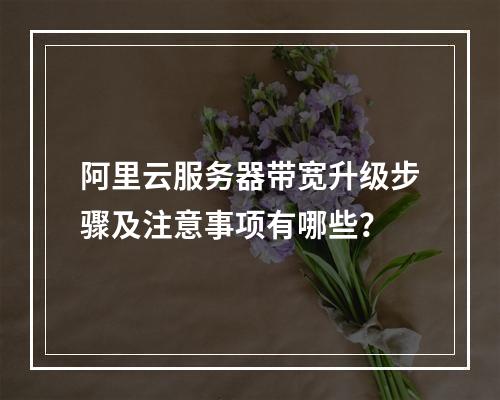 阿里云服务器带宽升级步骤及注意事项有哪些？