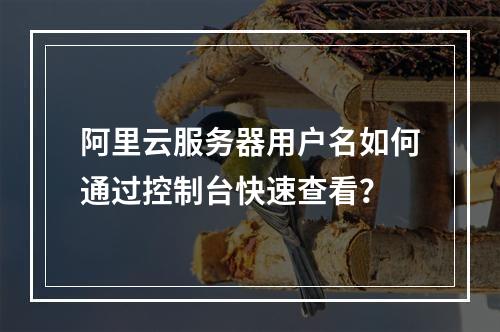 阿里云服务器用户名如何通过控制台快速查看？