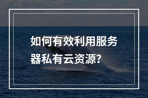 如何有效利用服务器私有云资源?