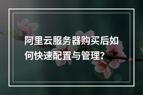 阿里云服务器购买后如何快速配置与管理？