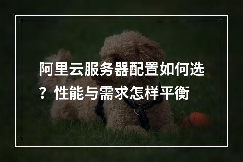 阿里云服务器配置如何选？性能与需求怎样平衡