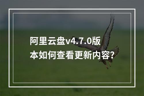 阿里云盘v4.7.0版本如何查看更新内容？