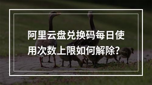 阿里云盘兑换码每日使用次数上限如何解除？