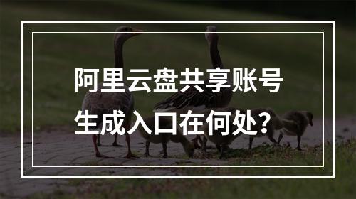 阿里云盘共享账号生成入口在何处？