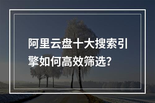 阿里云盘十大搜索引擎如何高效筛选？
