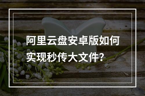 阿里云盘安卓版如何实现秒传大文件？