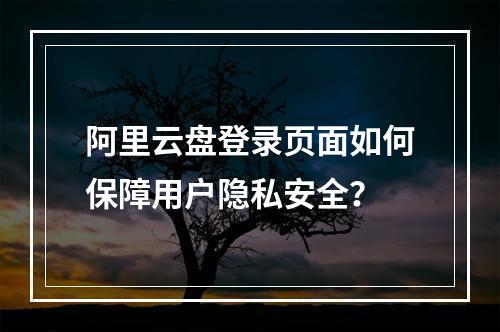 阿里云盘登录页面如何保障用户隐私安全？