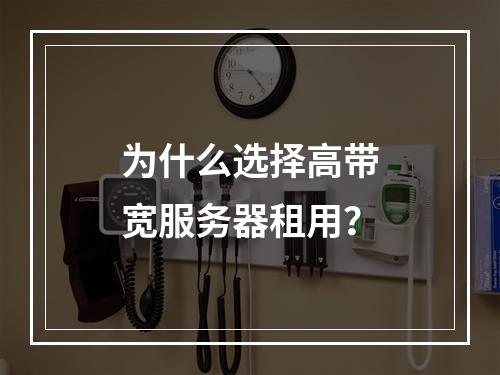 为什么选择高带宽服务器租用?