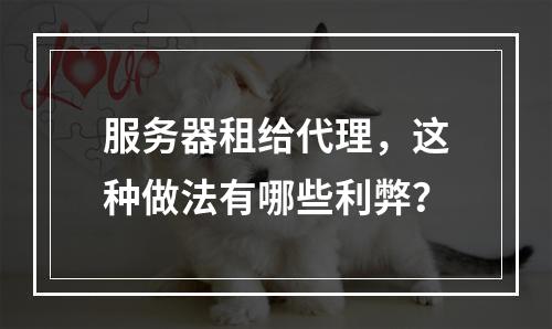 服务器租给代理,这种做法有哪些利弊?