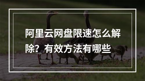 阿里云网盘限速怎么解除？有效方法有哪些