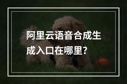 阿里云语音合成生成入口在哪里？