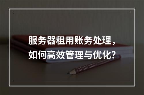 服务器租用账务处理,如何高效管理与优化?