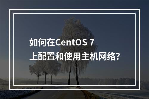 如何在CentOS 7上配置和使用主机网络?