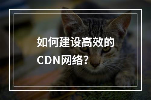 如何建设高效的CDN网络?