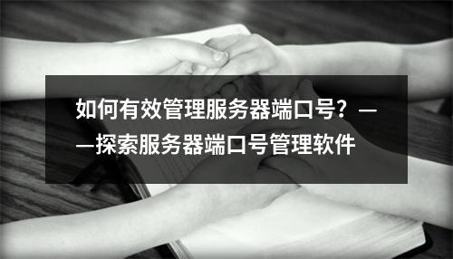 如何有效管理服务器端口号?——探索服务器端口号管理软件