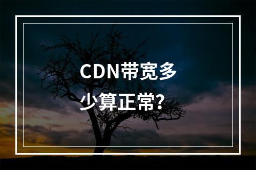 CDN带宽多少算正常?