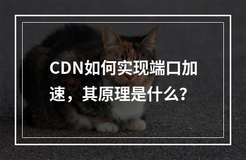 CDN如何实现端口加速,其原理是什么?