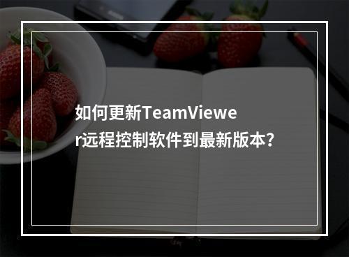 如何更新TeamViewer远程控制软件到最新版本?