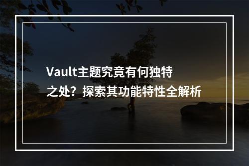 Vault主题究竟有何独特之处?探索其功能特性全解析