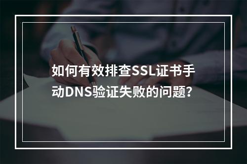 如何有效排查SSL证书手动DNS验证失败的问题?