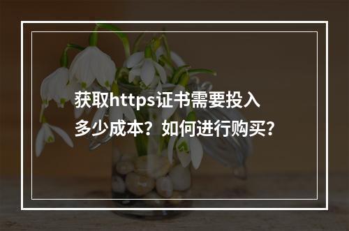获取https证书需要投入多少成本?如何进行购买?