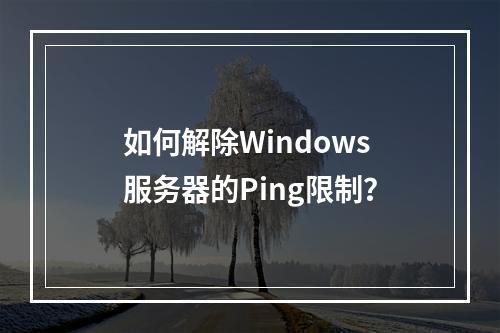 如何解除Windows服务器的Ping限制?