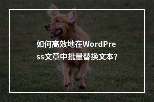 如何高效地在WordPress文章中批量替换文本?