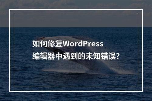如何修复WordPress编辑器中遇到的未知错误?