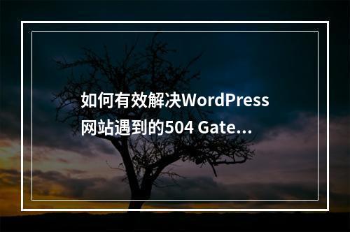 如何有效解决WordPress网站遇到的504 Gateway Timeout问题?