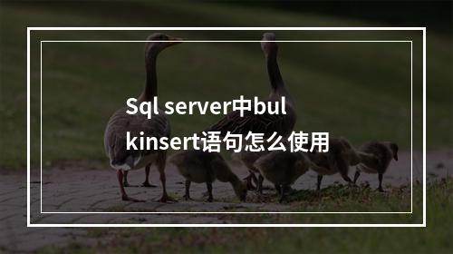 Sql server中bulkinsert语句怎么使用