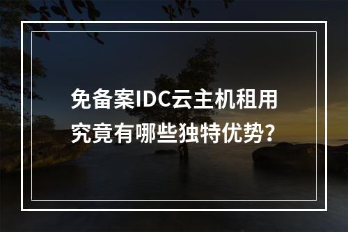 免备案IDC云主机租用究竟有哪些独特优势?