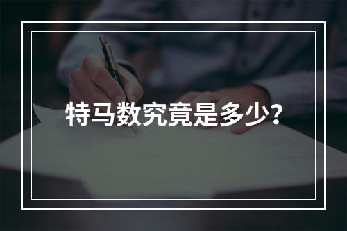 特马数究竟是多少?