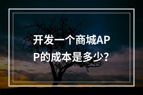 开发一个商城APP的成本是多少?