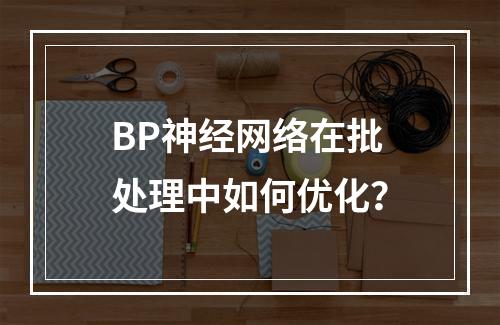 BP神经网络在批处理中如何优化?