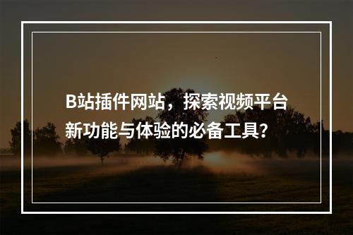 B站插件网站,探索视频平台新功能与体验的必备工具?