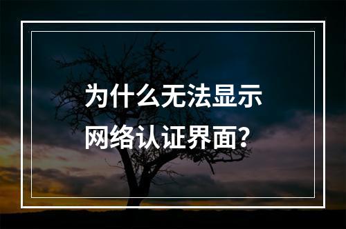 为什么无法显示网络认证界面?
