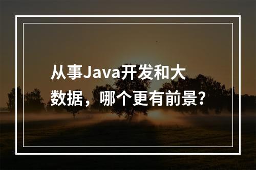 从事Java开发和大数据,哪个更有前景?