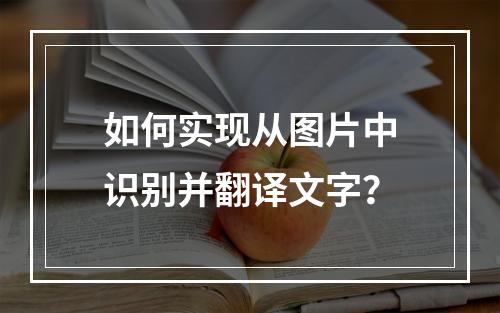 如何实现从图片中识别并翻译文字?