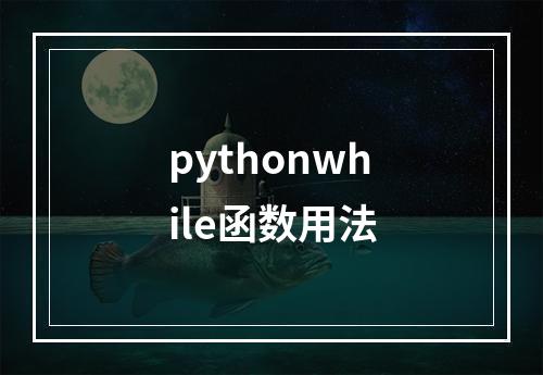 pythonwhile函数用法