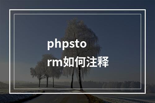 phpstorm如何注释
